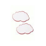 Moderations-Wolken, 25x42 cm, 20 Stück, weiß mit rotem Rand 